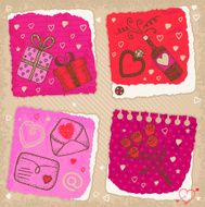 Hand-drawn Valentine`s day set