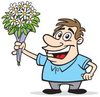 cartoon man with flowers N15