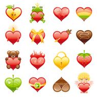 Red hearts icon set