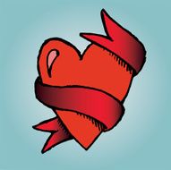 Vector heart with ribbon N2