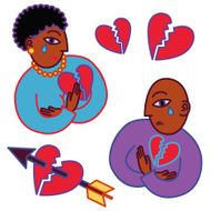 man and woman with broken hearts
