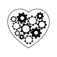 Heart with gears inside