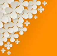 Bouquet of white flowers in the corner on yellow background