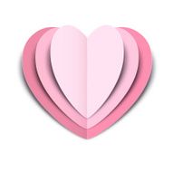 Three pink paper love hearts nestled together