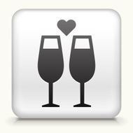 Square Button with Champagne Glasses