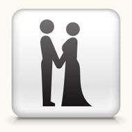 Square Button with Bride &amp; Groom