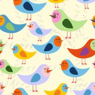 Birds seamless pattern Vector background of lovely colored bird N2