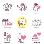 Wedding vector icons set N2