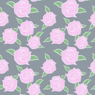 Pink Roses seamless patern Flowers in pastel colours Vector fl