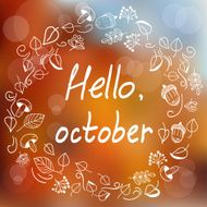 Template with blurred background and doodle style wreath N2