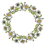 vintage round wreath of daisies background frame for text N2