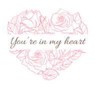 Valentine Card with roses in heart shape