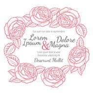 Wedding card with drawing roses in a classic retro style N21