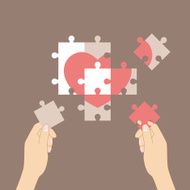 Jigsaw of love Heart Making Love Vector illustration