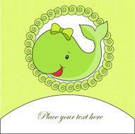 beautiful card with a green whale N2
