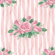 Watercolor pink roses group seamless pattern Strips