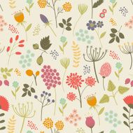 Seamless pattern with flowers and berriess