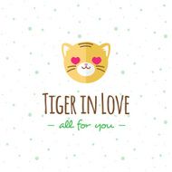 Vector cartoon tiger head logo Flat logotype