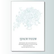 Vector romantic invitation template with blue floral composition N2