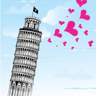 Vector illustration with Pisa tower