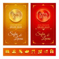 Collection of invitation and wedding symbols