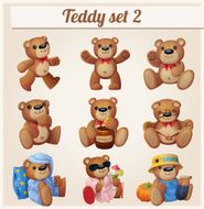 Teddy bears set Part 2 Cartoon vector illustration N2
