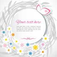 Gentle grey card with decorative flowers lace butterfly and branches N2