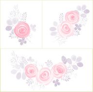Hand Drawn cute Roses and Leaf composition for your design N2