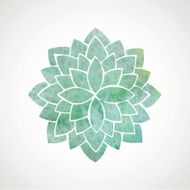 Watercolor flower in green blue colors