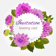 Romantic flower greeting card with dahlias and copy space N17