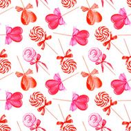 Pink lollypops seamless vector pattern