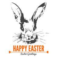 Card with sketch Easter rabbit Hand drawn illustration N2
