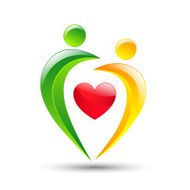 Abstract colorful people and heart icon N8