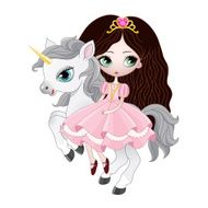 Beautiful princess with pink dress riding horse N2