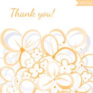Thank you card with hand drawn watercolor flowers N4
