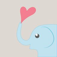 Adorable elephant with red heart