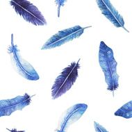 Watercolor feather seamless pattern N2