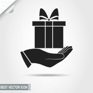 Gift Box on Hand Pictograph icon Surprise sign Birthday Prese