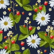 Camomile and wild strawberry seamless