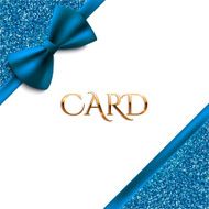 Invitation decorative card template with blue bow and shiny glitter