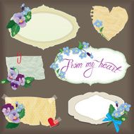 Set of frames vintage old paper labels with flowers