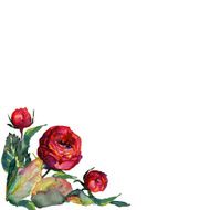 Pattern with red fragile roses and copy space N2