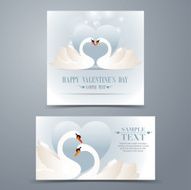 Two graceful Swan with valentine heart card