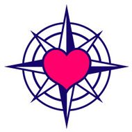 Starred compass with heart icon