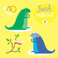 cute vector set with two dinosaurs N2