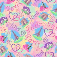 Colorful vector background with the sights of Paris N7