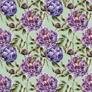 Seamless pattern with flowers Watercolor illustration N23