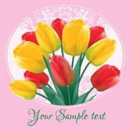 Greeting card with a bouquet of red and yellow tulips N2