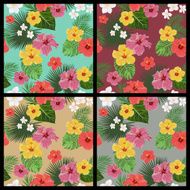 Set of tropical floral seamless patterns N6