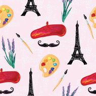 Seamless Paris French painting pattern